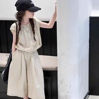2026 Sommer-Herbst Teenager-Kleidung Kinder-Set Kurzarm-Oberteil + Weite Hose mit Weitem Bein Anzug für 4 7 8 10 12 Jahre