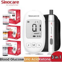 Sinocare KUG11 3 in 1 Ketone Urci Aid Blood Glucose Meter Glucometer Kit Diabetes Gout Tester Blood Sugar Monitor Test Strips