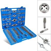 Podofo 110-teiliges Gewindebohrer- und Schneideisen-Set, metrisches Gewindebohrer-Schneideisen-Set mit 2 Gewindehaltern, T-Gewindebohrer, Handgewindebohrwerkzeuge für die Metallbearbeitung