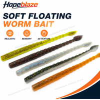Hopeblaze Floating Leaf Tail Senko Worm 11cm 8Pcs TPE Salt Scent Soft Lure For Wacky Neko Texas Rig Bass Walleye Perch Trout
