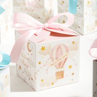10Pcs Cute Hot Air Balloon Candy Cookie Box with Bow Welcome Baby Gift Boxes for Birthday Baby Shower Gender Reveal Party Decor