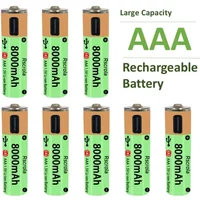 AliExpress Rscrola Durable AAA Rechargeable Battery Large Capacity 8000mAh Battery USB-C Fast Charge 1200 Cycle for Toy Camera Clock Remote Control