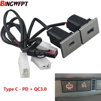 PD Type-C USB Charger Socket Fast Charge Adapter QC3.0 Power Outlet Switch for Ford Focus 2 Mk2 2009 2010 2011