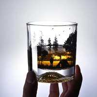 High End 10.3oz Black Silhouette Pattern Glass Cup Personalized Drinking Glasses Household Creative Whiskey Glass Iceberg Cup