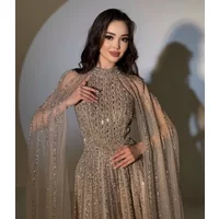 Aenyrst customized Elegant Prom Dresses Off Shoulder Long Sleeves O neck Evening Dresses Robes De Party Dresses