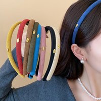 9 Colors Thin Velvet Hairbands with Slim Oval Corn Letters for Women Girls Retro Minimalist Cloth Headband Daily Headwear New M