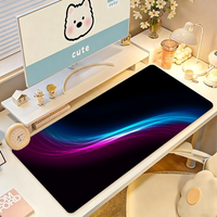 Color Light Wave Mouse Pad Large Non-Slip Waterproof Mat Stitched Edge Keyboard Pad for Gaming Daily Office