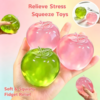Pink Apple Pinch Crystal Transparent Stress Toy, Slow Rebound Jelly Squeeze Fidget Toy, Soft TPR Sensory Toy, Anxiety Relief