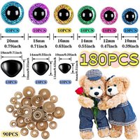 180PCS Safety Eyes and Noses for Amigurumi Stuffed Animals Glitter Eyes DIY Crochet Bear Toy Eyes Nose Set Doll Making Supplies
