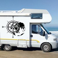 Camper Rv World Map Compass Car Truck Sticker Decal Explore Adventure Time Travel Kid Room Adventure Travel Offroad Camping