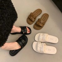 Women's Summer Outdoor Sandals Soft Bottom Flat Slippers Beach Casual Fashion Crystal Pad PVC Material Breathable Slip-On Shoes