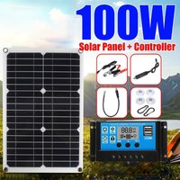 100W 12V Protable Solar Panel Kit With 60A Solar Charge Controller 2 USB Ports Outdoor Protable Moblie Phone Charger Outdoor