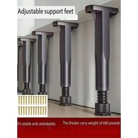 4 Pieces/1 Set of Adjustable Bed Frame Support Legs (Comes with Special Screws), Heavy-Duty Support Legs for Bed Frame Center Panels, Extra Durable Plastic Steel Furniture Legs, Suitable for Large