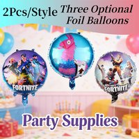 Anime Fortnight Aluminum Foil Balloon Figure Creative Round Shape DIY for Birthday Party Favor Home Decoration Set Game Boys