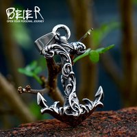 BEIER 316L Stainless Steel Necklace pendant Natural Green And Red stone Ocean Style Anchor Pendant Blue stone pendant BP8-702