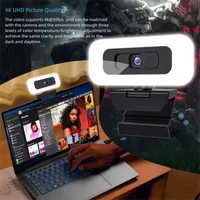 Webcam 4K 2K with Fill Light Portable Webcam for PC Autofocus HD 1080P Computer Camera with Microphone for Streaming/Video