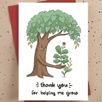 1 Heartfelt "Thank You for Helping Me Grow" Card with Envelope, Perfect for Teachers Mentors Coaches - Expresses Deep Gratitude