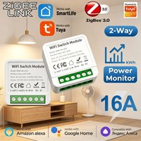 Zigbee WiFi Mini Smart Switch Relay Module 2 Way Control 16A 20A Switch for Smart Home Automation Work with Alexa Google Home