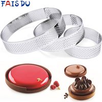 FAIS DU Stainless Steel Tart Mold Ring 6/8/10cm Tartlet Cake Mousse Molds Cookies Circle Cutter Pie Ring Perforated Baking Tools