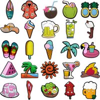 1/25PCS Shoe Charms Leisure Picnic Ice Cream Beer Coconut Shoe Buckle Accessories Pins for Clog Women Men Sandal Decoration Gift