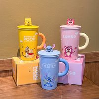 Stitch Ceramic Mugs Disney Winnie The Pooh Water Cup Large Capacity Coffee Cup Cartoon Cute Child Couple Friends Gift