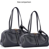Genuine Leather Tote Bag for Women Large Capacity Cowhide Shoulder Bag Luxury Designer Handbag Female Bowling Underarm Bag