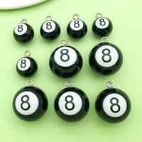 10pcs Number 8 Billiard Ball Charms Resin 3D Sports Number Pendants for DIY Bracelet Necklace Earrings Jewelry Making Accessory