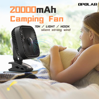 OPOLAR Rechargeable Clip Fan with Light and Hook 70H Battery Life Strong Wind Usb Fan