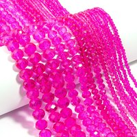 3 4 6 8 10mm Hotpink Crystal Beads Loose Spacer Flat Faceted Rondelle Glass Beads For Jewelry Bracelets Necklace Making