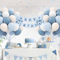 A Set of 32 Light Blue Balloons 10-inch Sand White Light Blue and White Balloons for Wedding Celebrations Gender Reveal Party