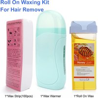 Unisex Roll on Depilatory Wax Cream Hair Removal Kit with Roller Wax Heater Hot Cartridge Warmer Hair Removal Equipment Tool