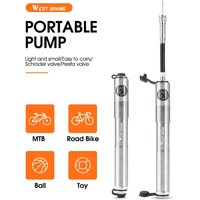 AliExpress West Biking WEST BIKING 160PSI Bike Pump With Gauge Portable Aluminum Alloy Bicycle Pump For Schrader&Presta Valve MTB Road Bike Accessories