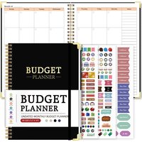 1PC Undated Budget Planner Spiral Bound Monthly Budget Book with Savings Tracker Debt Tracker Expense Log Stickers