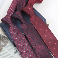Men Burgundy Necktie Marriage Gifts Women Red Neck Ties for Man Striped Paisley Jacquard Cravat Wedding Business Party Corbatas