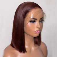 Short Bob Soft 180Density Burgundy 99j Straight Lace Front Wig For Black Women With Baby Hair Glueless Wine Natural Hairline