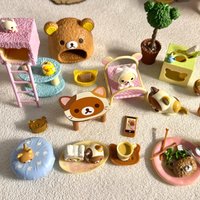 Re Ment Rilakkuma Cat Cafe Blind Box Miniature Collectible Figurine Trendy Desktop Decoration For Adult Collection Display