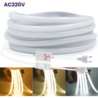 220V Dimmable COB LED Strip Light 288LED Dimmer Switch ON/OFF IP67 Waterproof EU Plug Flexible Neon Lamp Decor 3000K 4000K 6000K