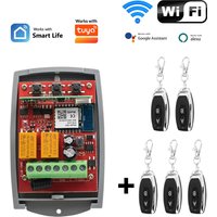 Smart Wifi Door Switch Universal Garage Receiver 2CH Remote Control Gate Opener Controller 433mhz Transmitter Works with Tuya