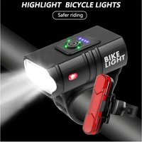 AliExpress NONE New Led Bicycle Light 1000Lm USB Charging Power Supply Display Mountain Bike Mountain Bike Headlight Flashlight Cycling Equipment Plus Bicycle Tail Light Set
