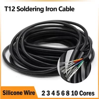 1/5/10m T12 Soldering Iron Station Silicone Cable 2/3/4/5/6/8/10 Cores Tinned Copper PTFE Insulation 200℃ High Temperature Wire