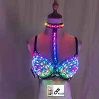 Sexy LED Bra Colorful Flash Glow Diamond Underwear Punk Stage Wear for Singer Dance Club Party