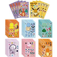 16 feuilles Pokemon enfants Puzzle Anime autocollants faire un visage assembler drôle dessin animé décalcomanie assembler Puzzle enfants garçon jouet cadeau