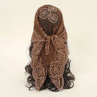 Hot Selling Embroidered Floral Square Lace Scarf For Woman Summer Sunn Protection Wraps Ladies Bandana Casual Headband 81*77cm