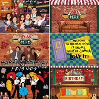 White Red Brick Wall Tv Show Central Perk Friends Theme Party Backdrop Banner Retro Pub Brown Sofa Coffee Photography Background