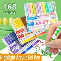 GUANGNA 168/12 Colors Highlight Acrylic Gel Pen Large Capacity Skin Tone Morandi DIY Planner Pen Multicolor Marker Stationery