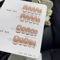 10pcs Handmade False Nails Acrylic Press on French White Nail Tips Nail Art Fake Nail with Sticky Tabs Paste Nails Self-nail