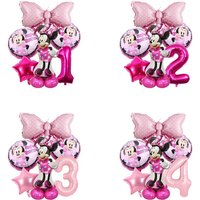 Cute Minnie Mouse Theme Foil Balloons Set Number Balloon Latex Balloon Kids Birthday Party Decoration Globos