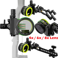 5 Pin Compound Bow Sight 0.019'' Fiber Optic Adjustable 4X 6X 8X Lens for RH/LH Outdoor Archery Hunting Target Shooting Practice
