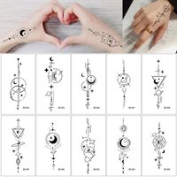 10pcs Geometric Black Tattoo Stickers for Women Men Waterproof Temporary Tattoos for Hand Finger Chest Body Decals