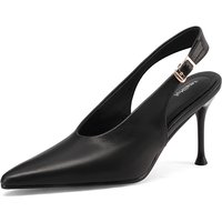 SmallHut New Trend 2026 Women Pumps Spring Summer Genuine Cow Leather Slingbacks Apricot Black Party Shoes Pointed Toe High Heel